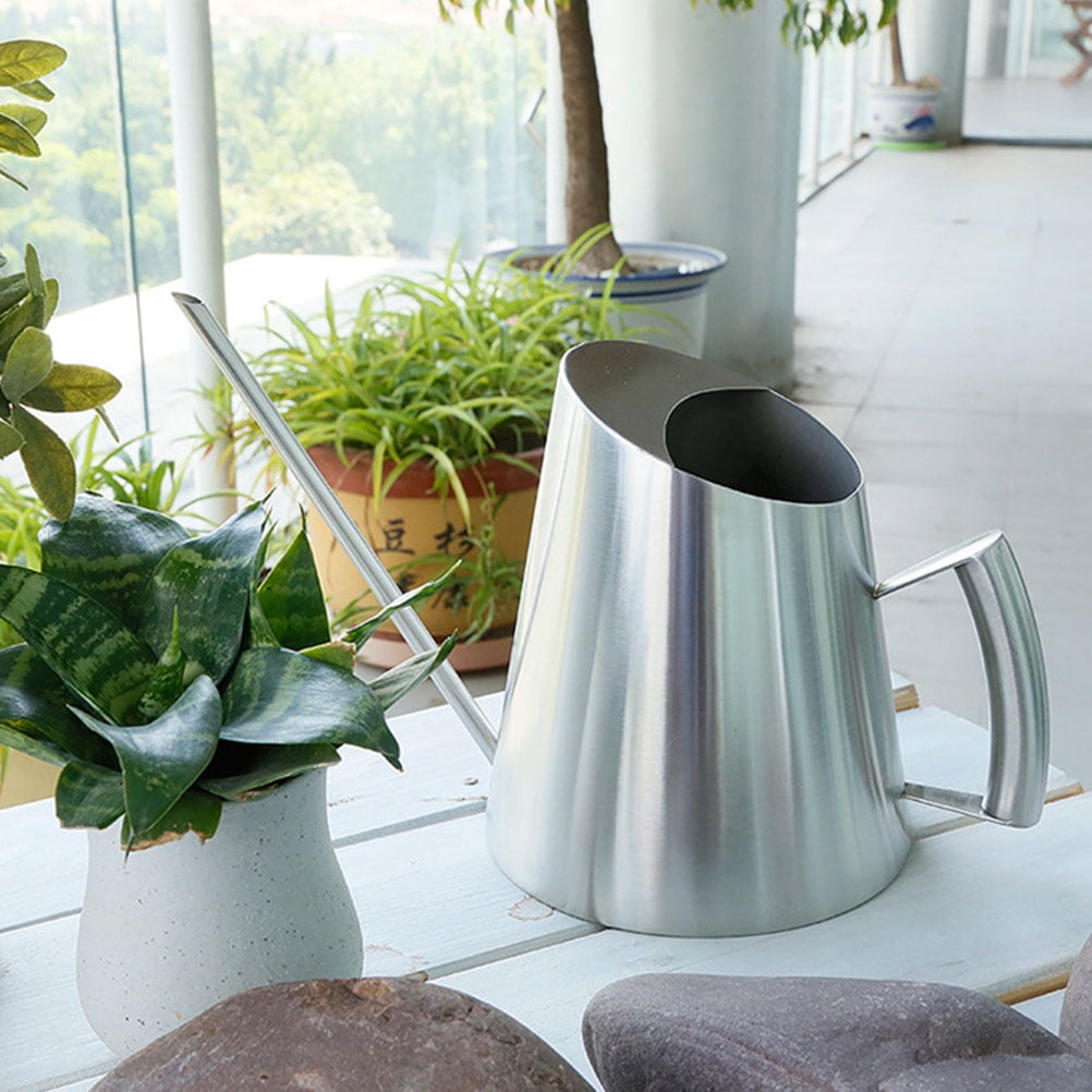 MLINS 2pcs Long Spout Watering Can Stainless Steel Water Can Pot Metal Gardening Sprinkler Watering Bucket for House Plants Succulents Flowers 400ml