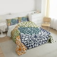 thumbnail image 3 of Homewish Dahlia Botanical Flower Full Size Comforter Sets,Floral Theme Bedding Comforter Set,Orange Green Blue Bedding Sets For Kids,Microfiber Bedroom Decor Reversible,3 Pieces, 3 of 8
