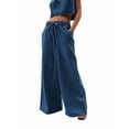 thumbnail image 2 of Women'S Drawstring Wide Leg Jeans Low Waisted Loose Fit Denim Pants Blue XS, 2 of 9
