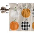 thumbnail image 5 of Pumpkin Kitchen Window Curtain Set with Tiers and Valance, 3 Pieces Rod Pocket Valances Fall Autumn Orange White Buffalo Plaid Pumpkin Window Treatment Semi Sheer Kitchen Bedroom Decor (52"W x 18"L), 5 of 6