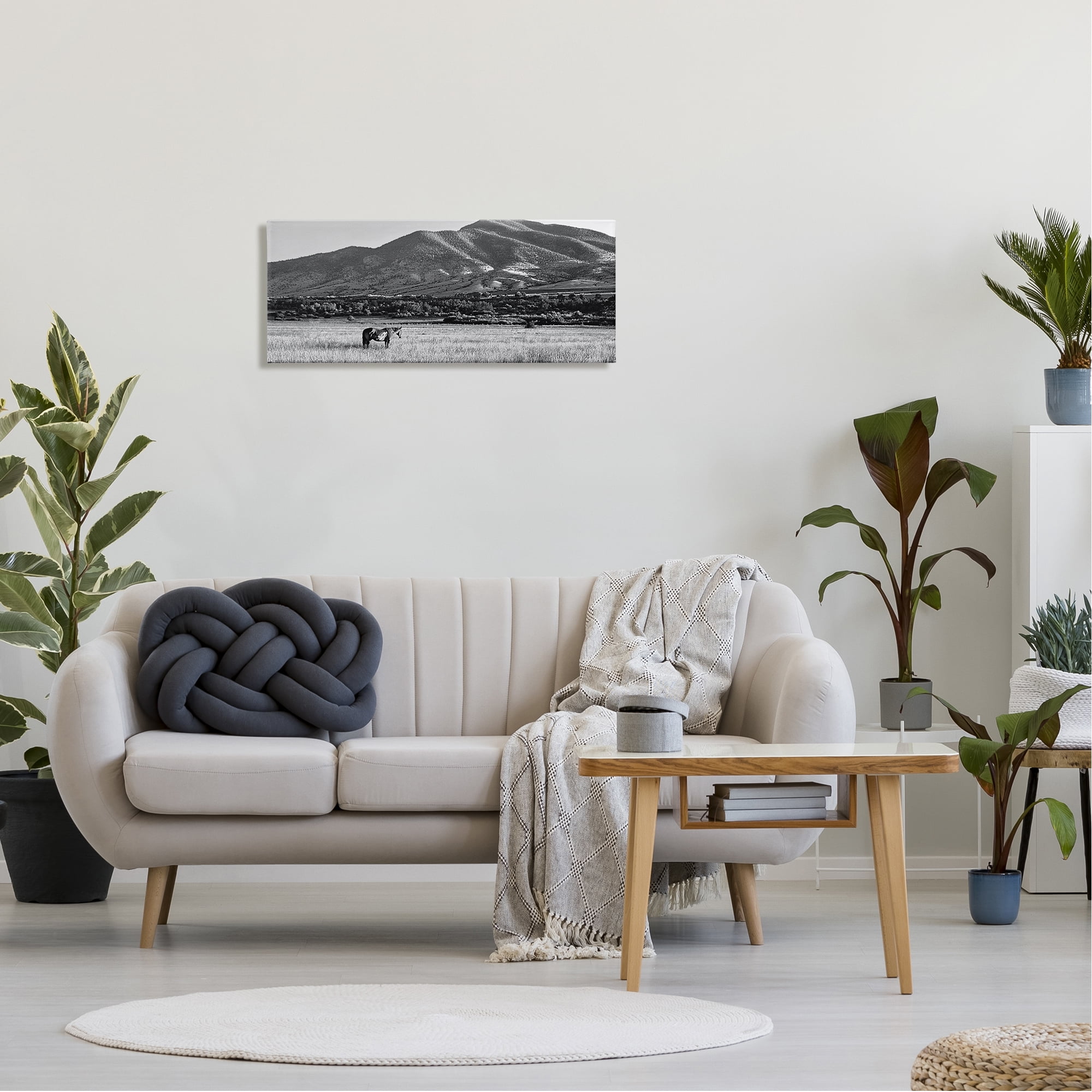 Stupell Industries Horse in Mountains Landscape Photography Gallery Wrapped Canvas Art Print Wall Art, 30 x 13