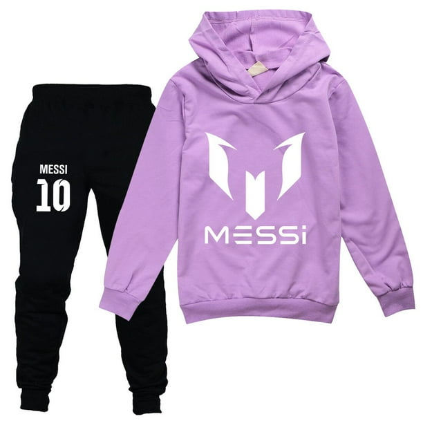 Ropa deportiva para niñas, superestrella de fútbol argentino, moda para niños, sudaderas con capucha, pantalones, conjunto de ropa para niños, chándal de primavera y otoño zhangmenya LED