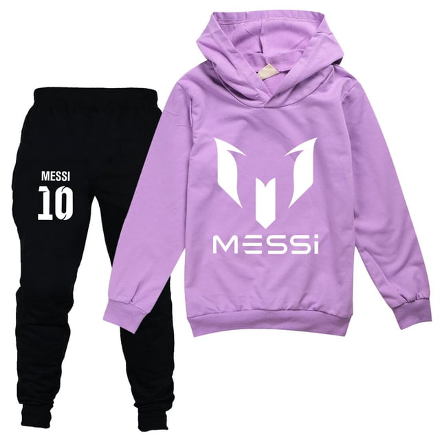 Ropa deportiva para niñas, superestrella de fútbol argentino, moda para niños, sudaderas con capucha, pantalones, conjunto de ropa para niños, chándal de primavera y otoño zhangmenya LED