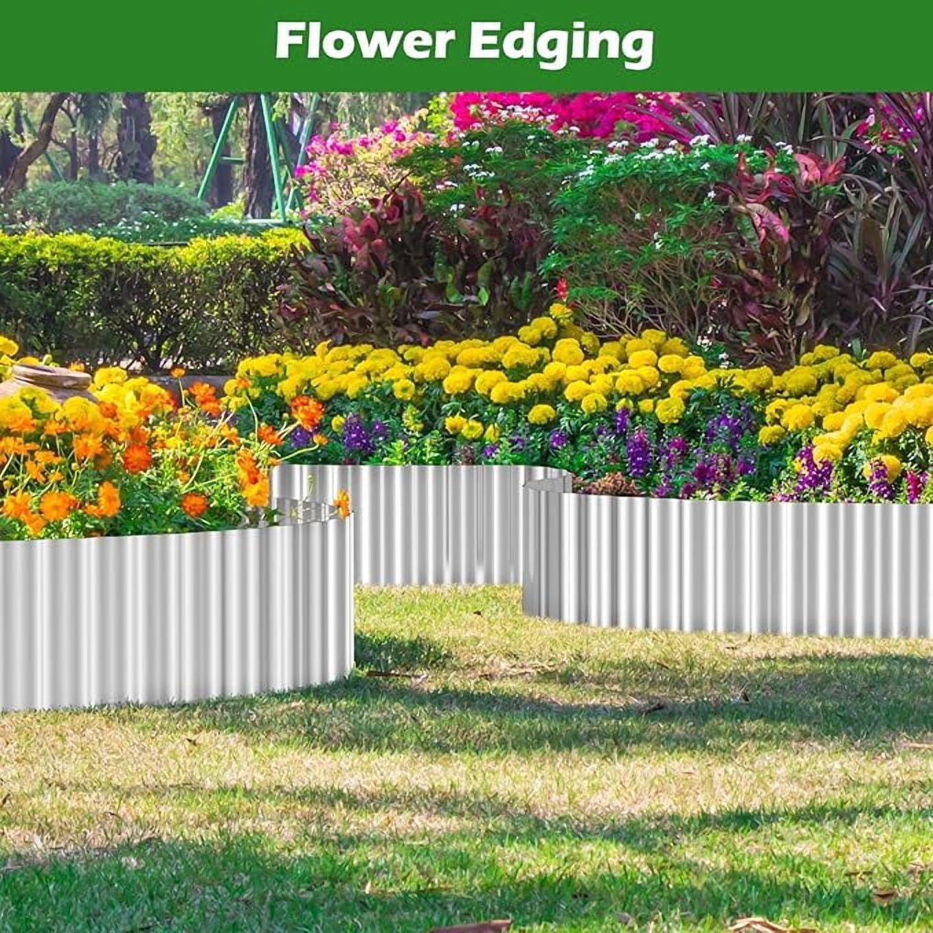 Corrugated Metal Garden Edging, 6'' x 20FT Landscape Border for Flower Bed, Lawn, Yard, Paver Silver