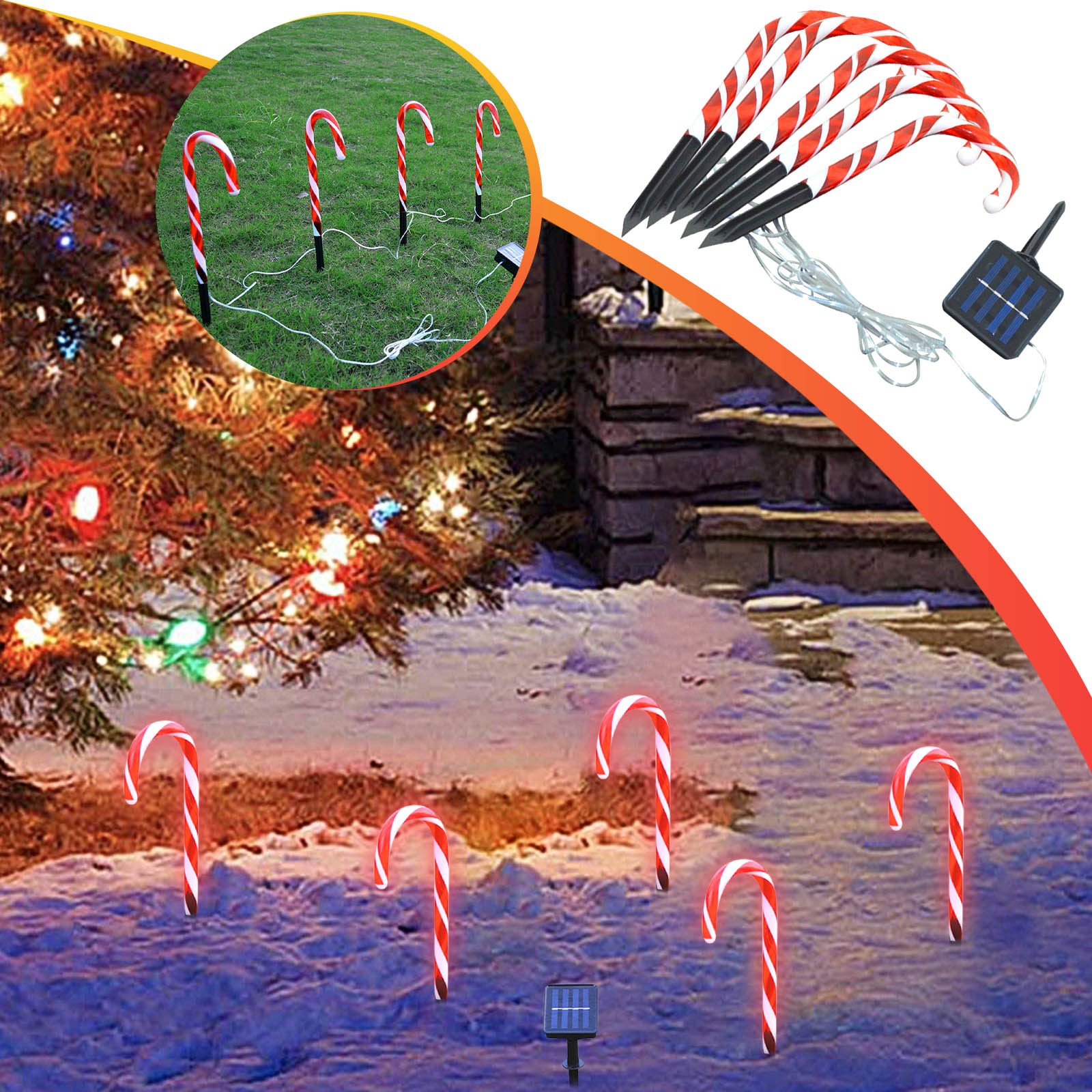 Loyerfyivos Outdoor Christmas Decorations Solar Candy Cane Lights, Upgraded Brighter Solar