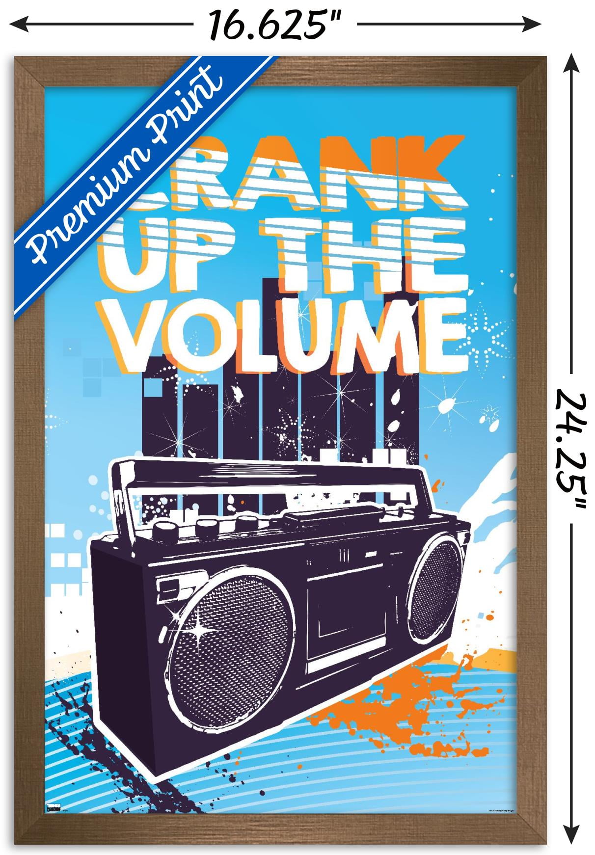 Music - Crank Up the Volume Wall Poster, 14.725" x 22.375", Framed