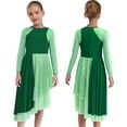 thumbnail image 5 of YiZYiF Girls Glitter Praise Worship Dance Tunic Dress Long Sleeve Asymmetrical Liturgical Dancewear Green 8, 5 of 6