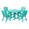 thumbnail image 2 of WestinTrends Malibu 5-Piece HDPE Square Patio Dining Table Set with Foldable Chairs, Turquoise, 2 of 14
