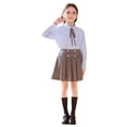 thumbnail image 2 of Girls' School Uniform Outfit 3 Piece Set with Long Sleeve Button Down Shirt and Pleated Skirt,3-18 Years, 2 of 5