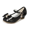 thumbnail image 1 of Zapatos de tacón alto de cuero para niñas de otoño, zapatos de lentejuelas con lazo, zapatos de baile decorativos para niños, 1 of 1