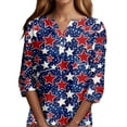 thumbnail image 7 of IYYVV 3/4 Length Sleeve Womens Tops 4th of July Button Down Shirts for Women Summer Top 2025 Patriotic Stars Stripes Flag Graphic Tees Dark Blue S, 7 of 7