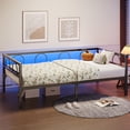 thumbnail image 5 of Pinmoco Metal Daybed Frame Twin Size with LED Lights, Platform Sofa Bed for Living Room, Bedroom and Guest Room, Black, 5 of 11