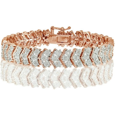 1.00 Carat T.W. Diamond Rose Gold-Tone Miracle-Set Chevron Tennis Bracelet