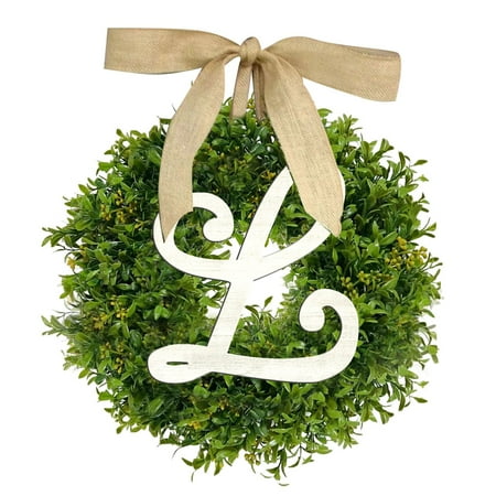 

Unique Last Name Year Round Front Door Wreath With Bow Welcome Sign Garland Creative 26 Letter Farmhouse Wreath For Front Door SummerAll Seasons Outside Hanger Decor Gift (A Z) Multi-color J