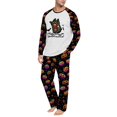 thumbnail image 5 of Men's Halloween Pajama Set Long Sleeve Raglan Soft Cotton Loungewear with Letter Top & Full Length Pants for Home Night Black M, 5 of 6