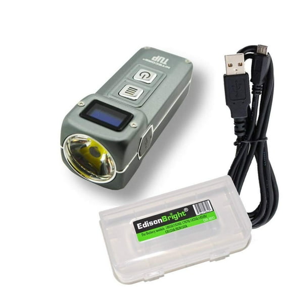 Nitecore TUP CREE LED 1000 Lumen USB rechargeable compact flashlight, Battery, USB Charging Cable and EdisonBright charging cable carry case bundle … (Black)