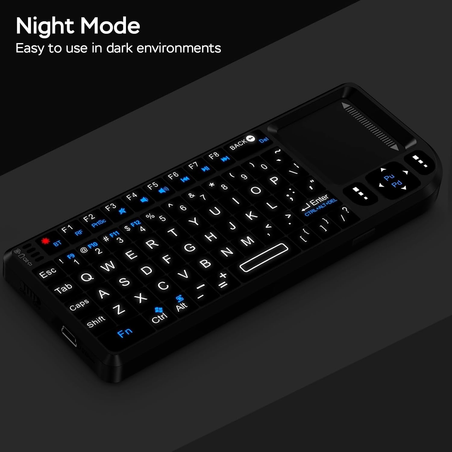 Mini Wireless Keyboard, Handheld Bluetooth Keyboard with Sensitive Touchpad, 2.4G/Bluetooth 5.1 Dual Mode Rechargeable Portable, for Smart TV/PC/Tablet/Phone, Suitable for Travel, Office and Home Use
