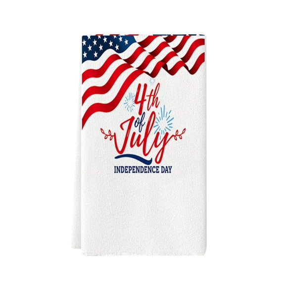 huayou 4th of July Patriotic Theme Towel, 15.8x23.6 Inch Red White Blue Prints Towel, Soft Quick Dry Towel for Party, Bathroom, Kitchen