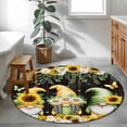 thumbnail image 3 of Round Rugs 3Ft, Spring Gnomes Round Area Rug Washable Indoor Throw Carpet, Farmhouse Botanical Sunflowers Wooden Grain Small Non Slip Circle Rug for Bedroom Living Room Home Decor Aesthetic, 3 of 8