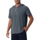 thumbnail image 4 of Sudadera con capucha INSPIRE CHIC para hombres, camiseta de manga corta, pullover atlético con cordón, camisetas con capucha M gris oscuro, 4 of 5