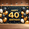 thumbnail image 6 of Elegant Design Happy 40th Birthday Golden Balloons Party Backdrop Celebration Banner for Birthday Event Indoor Decoration, 6 of 8