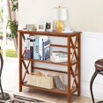 thumbnail image 2 of Giantex 3-Tier Bookcase & Bookshelf, Stable Open Storage Shelf w/Solid Wood Frames & X-Design for Home Office, Natural, 2 of 8