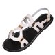 thumbnail image 1 of Cinturón de Cuero de Patente Negro Estilo de las Mujeres Hueco Fuera Sandalias Planas, Sandalias de Playa Negras para las Mujeres de Verano de Tamaño Grande, 1 of 9