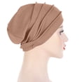 thumbnail image 4 of Helii Women Solid Color Pleated Turban Baseball Cap Casual Muslim Wrap Hat, 4 of 5