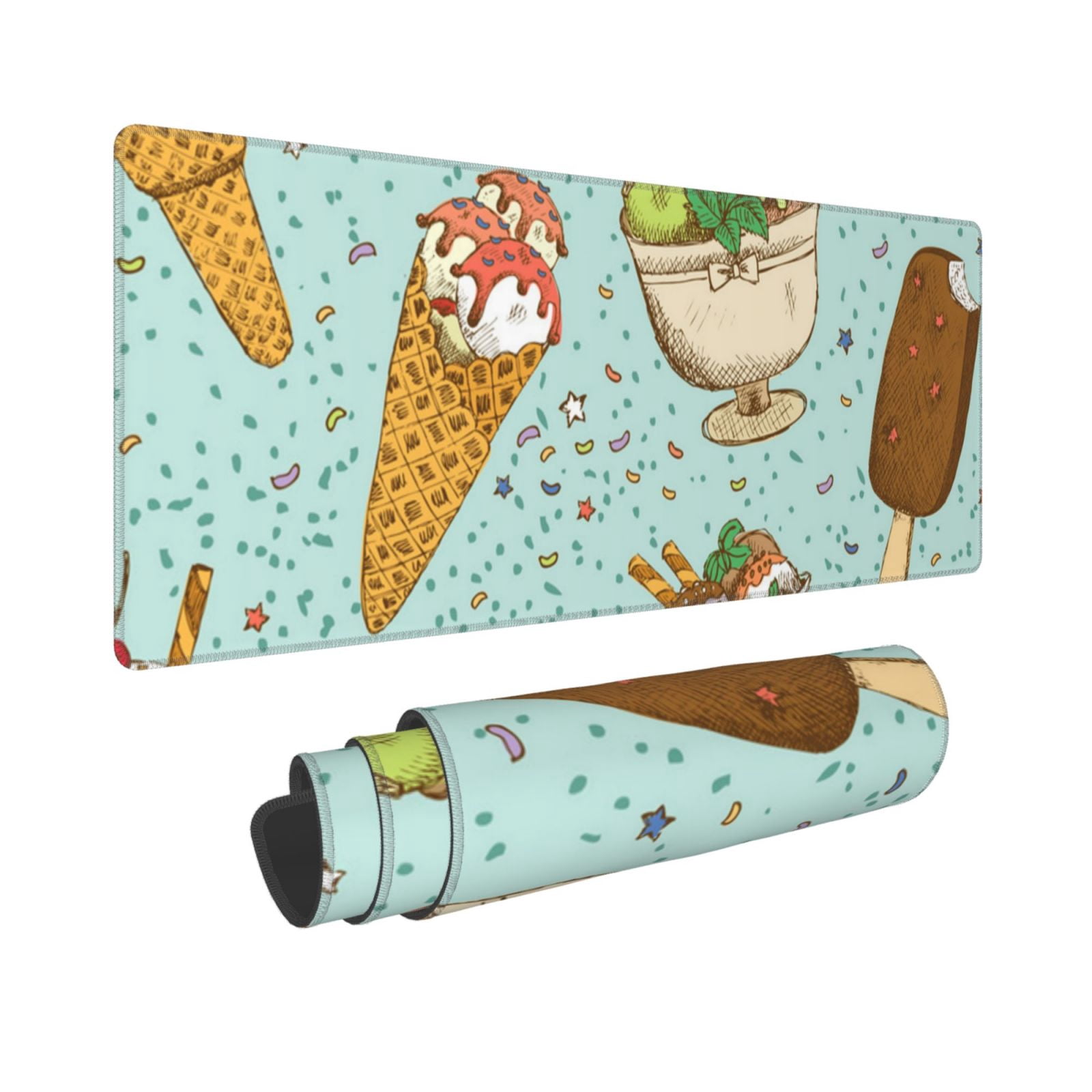 Icecream Ice Cream Sweet Mouse Pad Extended Large Gaming Mousepad Non-Slip Rubber Big Keyboard Desk Mat 31.5 X 11.8 Inch