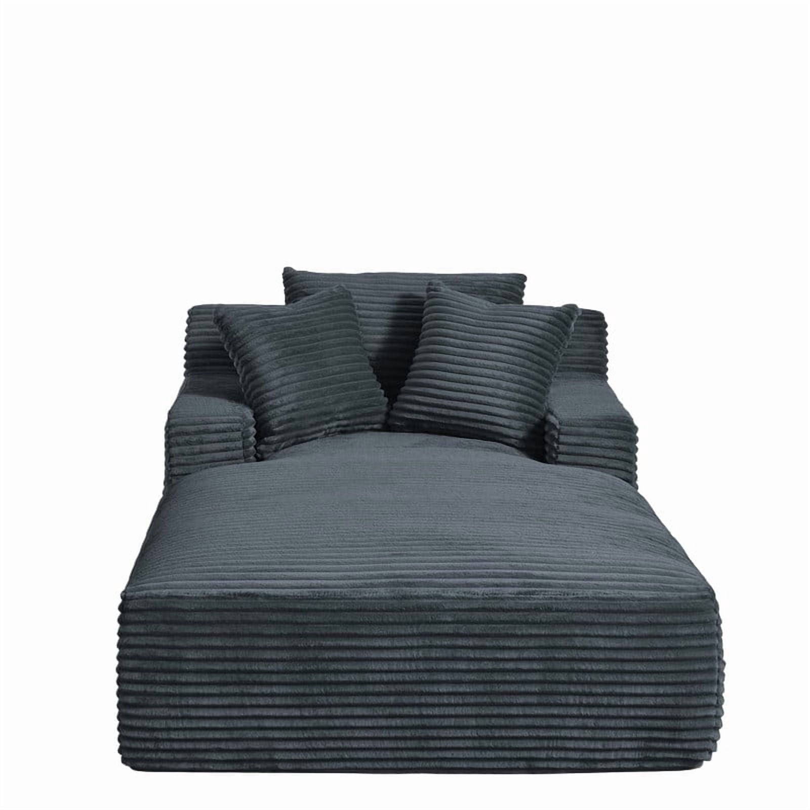 Oversized Chaise Lounge Chair Indoor, 78.7" Extra Deep Boneless Corduroy Lounge Couch Bed with 3 Pillows, Single Seat Reading Chairs for Living Room,Bedroom,Apartment