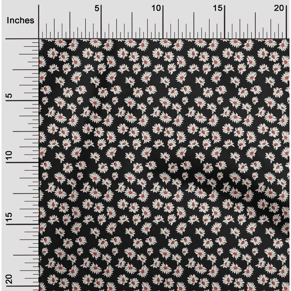oneOone Cotton Poplin Black Fabric Artistic Flower Craft Projects Decor Fabric Printed By The Yard 42 Inch Wide