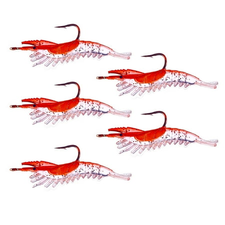 LIVEST 5Pcs/Pack 6cm3g Soft Lures Realistic Eye Simulation Angling PVC Artificial Shrimp Fake Baits Fishing Equipment for Angler