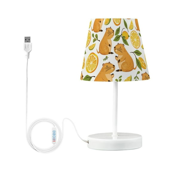 LED Desk Lamp Funny Baby Capybaras and Orange Table Nightstand Lamps with 3 Color Temperatures for Home Bedroom Living Room Decor 6x11