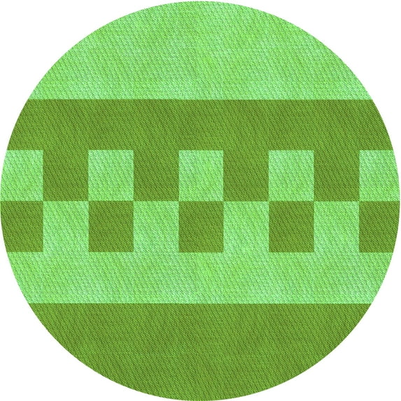 Ahgly Company Machine Washable Indoor Round Transitional Emerald Green Area Rugs, 5' Round