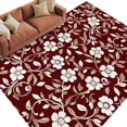 thumbnail image 2 of 6'x9' Area Rugs, Red White Floral Indoor Outdoor Area Rug for Living Room Bedroom, Farmhouse Retro Botanical Leaves Washable Bathroom Rugs Kitchen Floor Carpet Mats Home Decor Aesthetic, 2 of 8