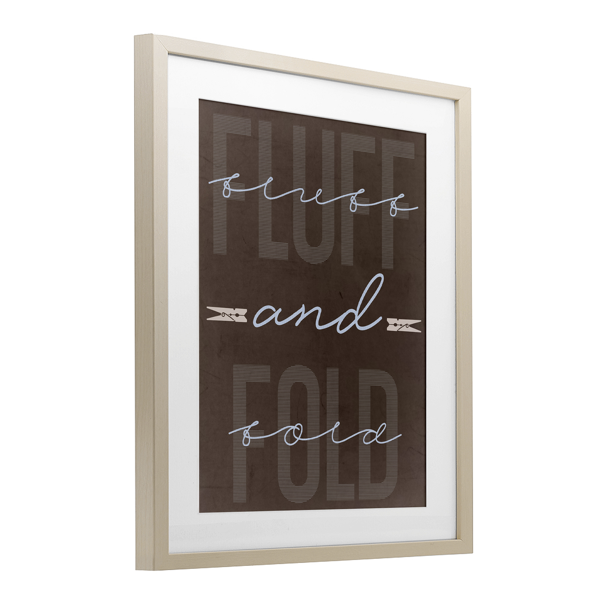 Fluff And Fold Brown Minimal Birch Framed Print Under Glass, design by Marcus Prime