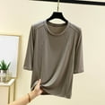 thumbnail image 2 of BiZtdJrK Womens 3/4 Sleeve Tops Soft Modal T Shirt Crew Neck Solid Casual Summer T Shirts Loose Lounge Tees Gray L, 2 of 4