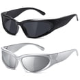 thumbnail image 1 of Gafas de sol JASPIN Y2K Wrap Around Silver Ovaladas UV400 para mujeres y hombres, 1 of 9