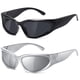 thumbnail image 1 of Gafas de sol JASPIN Y2K Wrap Around Silver Ovaladas UV400 para mujeres y hombres, 1 of 9