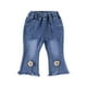 thumbnail image 1 of Odeerbi 1-6 Años 6 Años Niñas Pantalón Vaquero Con Pajarita Y Dobladillo Crudo Vaquero Holgado Pantalón de Pata Ancha, 1 of 3