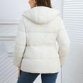 thumbnail image 3 of Breezora Women's Short Puffer Jacket Hooded Winter Coat Warm Lightweight Outerwear With Large Pockets L Size White, 3 of 7