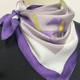thumbnail image 4 of Wrapables Satin Neckerchief Square Scarf 26.5 x 26.5 Inches, Lavender Irises, 4 of 5