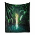 thumbnail image 1 of Jungle Soft Flannel Fleece Throw Blanket, Tropical Lake Mangrove Rainforest Pathway Through Sri Lanka Travel Destination, Cozy Plush for Indoor and Outdoor Use, 70" x 90", Green Teal, by Ambesonne, 1 of 6