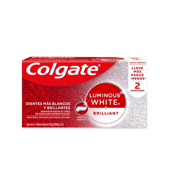 Pasta Dental Blanqueadora Colgate Luminous White Brilliant 2x100 ml
