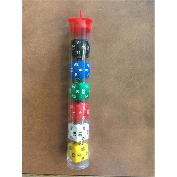 Koplow KPL12320 D24 Opaque Dice Set, Assorted Color - Pack of 6