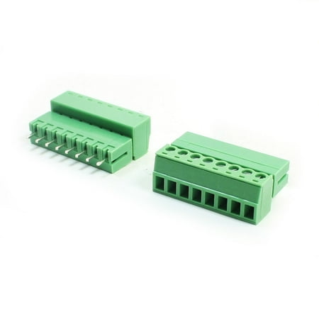 Unique Bargains 2 Pcs 3.81mm Spacing 22-16AWG 8Pin Pluggable Type PCB Screw Terminal Block