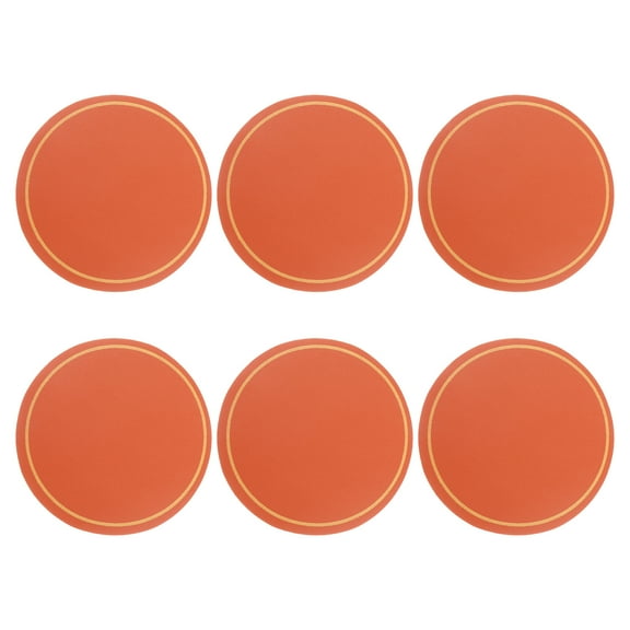 6 Pcs Leather Coasters, Round Drinks Coasters for Coffee Table Housewarming Gifts Home (4 Inch, Orange)