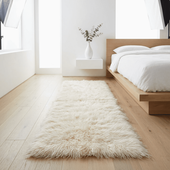 The Best 3x5 Flokati Rug Made. Ultra-plush 4" shag pile. 100% natural wool. Off White Shaggy Wool Area Rug