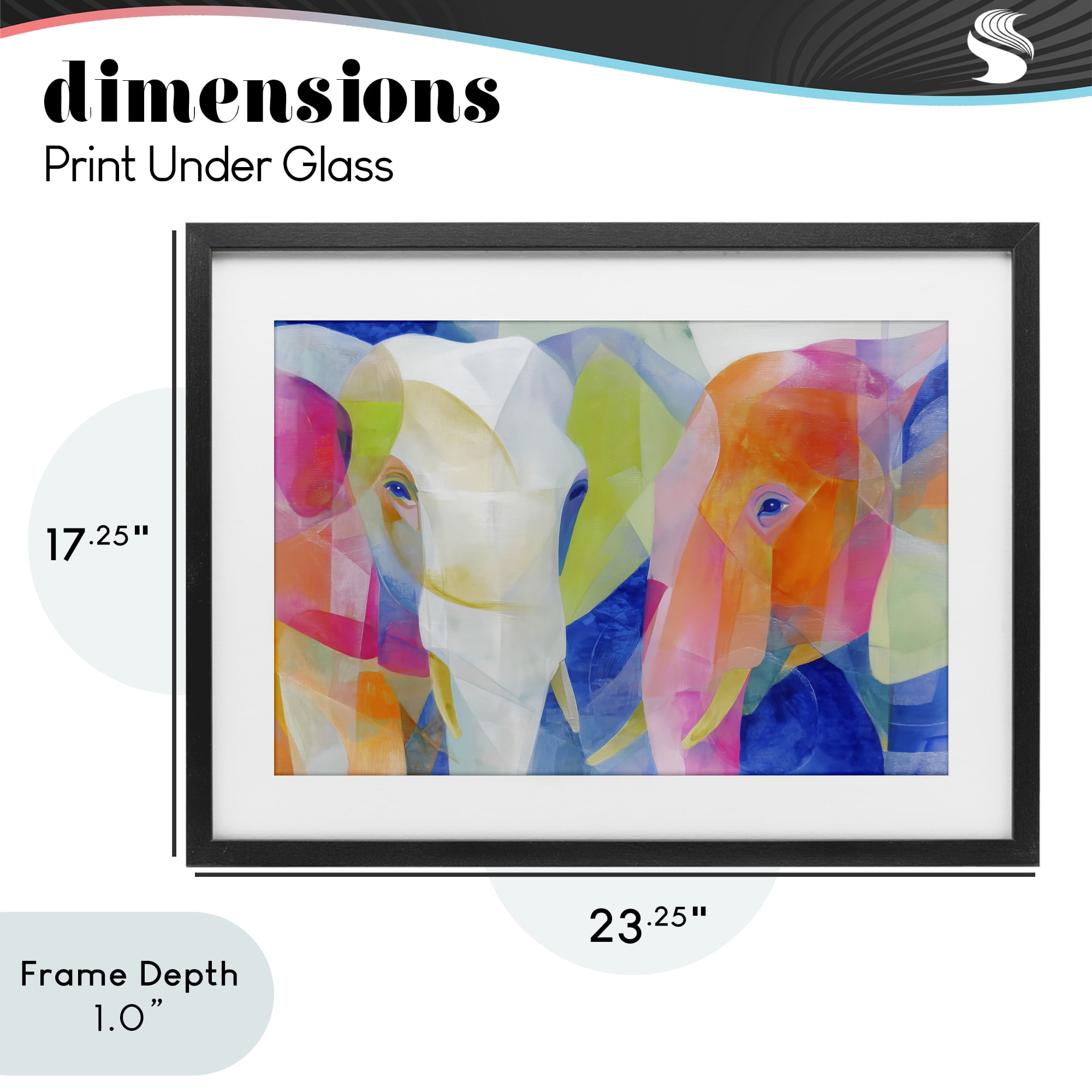Stupell Industries Two Elephants Geometric Composition Black Framed Print Under Glass, design by Chromatic Storm Studio