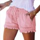 thumbnail image 3 of Pantalones Cortos Vaqueros Elásticos de Cintura Media para Mujer, de Verano, Informales, con Bolsillos. Rosa M, 3 of 7